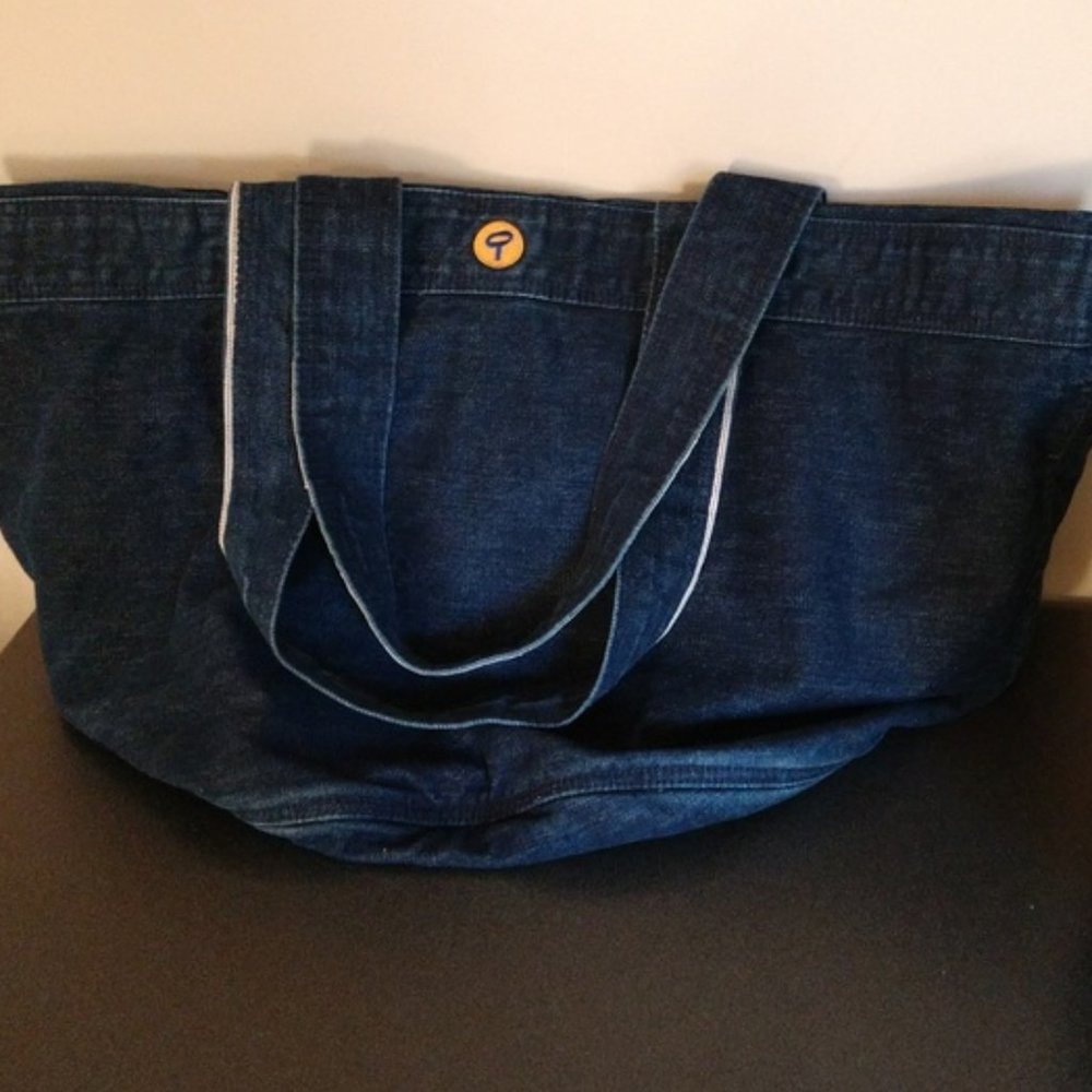 Large Convertible Tote Duffel Bag  Blue Denim